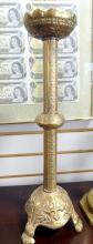 THREE LARGE BRASS CANDLESTICKS