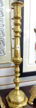 THREE LARGE BRASS CANDLESTICKS