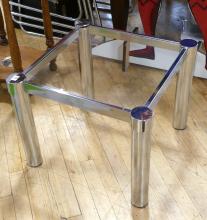 CHROME GLASS TOP END TABLE