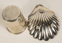 SILVER DISH AND CUP