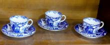 TEN DERBY "BLUE MIKADO" CUPS AND SAUCERS
