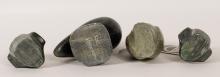 FOUR INUIT SOAPSTONE CARVINGS