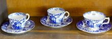 TEN DERBY "BLUE MIKADO" CUPS AND SAUCERS