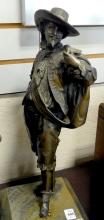 PAIR OF SPELTER CAVALIER SCULPTURES