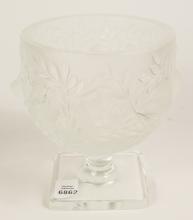 LALIQUE CRYSTAL PEDESTAL VASE