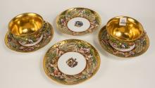 ANTIQUE GINORI CUPS & SAUCERS