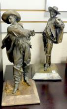 PAIR OF SPELTER CAVALIER SCULPTURES
