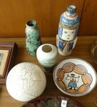 SIX PIECES OF ART POTTERY