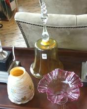 TWO GLASS SHADES AND WEDDING BELL