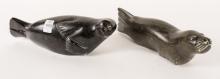 TWO INUIT SOAPSTONE "SEAL" CARVINGS
