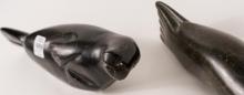 TWO INUIT SOAPSTONE "SEAL" CARVINGS