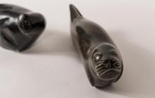 TWO INUIT SOAPSTONE "SEAL" CARVINGS