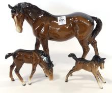 THREE BESWICK "BAY HORSE" FIGURINES