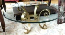 WROUGHT IRON GLASS TOP COFFEE TABLE