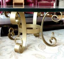 WROUGHT IRON GLASS TOP COFFEE TABLE