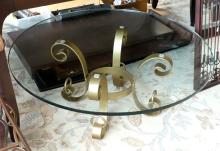 WROUGHT IRON GLASS TOP COFFEE TABLE