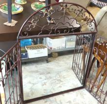 WROUGHT IRON "SHUTTERS" WALL MIRROR