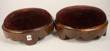 PAIR ANTIQUE BUN FOOTSTOOLS