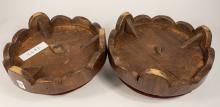 PAIR ANTIQUE BUN FOOTSTOOLS