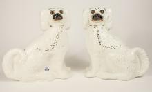 PAIR ANTIQUE STAFFORDSHIRE DOGS