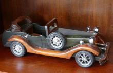 TWO WOODEN CAR MODELS