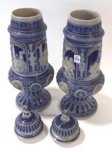 PAIR OF GERMAN STONEWARE URNS