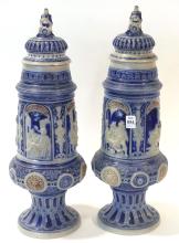 PAIR OF GERMAN STONEWARE URNS