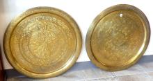 PAIR OF LARGE BRASS CHARGERS