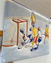 RETRO LINEN "HOCKEY" WALL PANEL