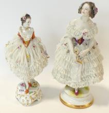 TWO LARGE DRESDEN FIGURINES