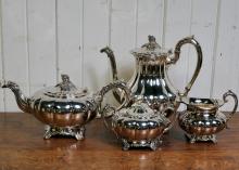 SILVERPLATED TEA SET ON TRAY