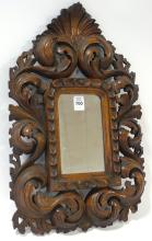 DIMINUTIVE ANTIQUE OAK WALL MIRROR