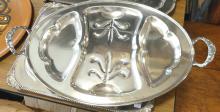 THREE SILVER PLATE PLATTERS