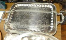 THREE SILVER PLATE PLATTERS