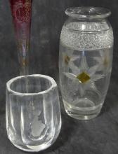 CRYSTAL VASES AND WINE GLASS