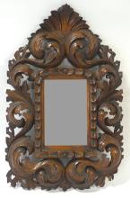 DIMINUTIVE ANTIQUE OAK WALL MIRROR