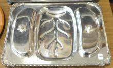 THREE SILVER PLATE PLATTERS