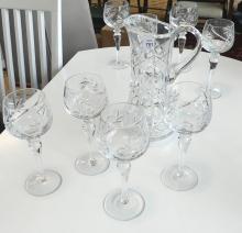 CRYSTAL HOCK GLASSES AND PITCHER