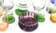 BOX LOT OF COLOURED GLASS STEMWARE