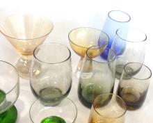 BOX LOT OF COLOURED GLASS STEMWARE