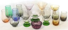 BOX LOT OF COLOURED GLASS STEMWARE