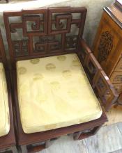 TWO-SECTION CHINESE ROSEWOOD SETTEE