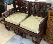 TWO-SECTION CHINESE ROSEWOOD SETTEE