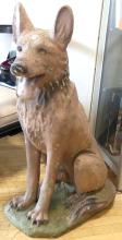 LARGE CEMENT "GERMAN SHEPHERD" GARDEN SCULPTURE
