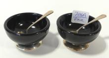 PAIR OF BIRKS STERLING OPEN SALTS WITH SPOONS