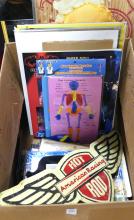 BOX LOT OF SIGNS, EPHEMERA, ETC.