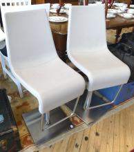 PAIR OF ITALIAN LEATHER BAR STOOLS