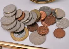 PENS, CLOCKS AND COINS