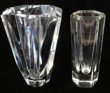 TWO SIGNED SWEDISH CRYSTAL VASES