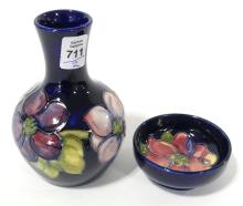 MOORCROFT POTTERY VASE AND BOWL